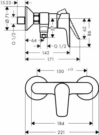 Смеситель Hansgrohe Talis E 71760670 для душа, черный матовый
