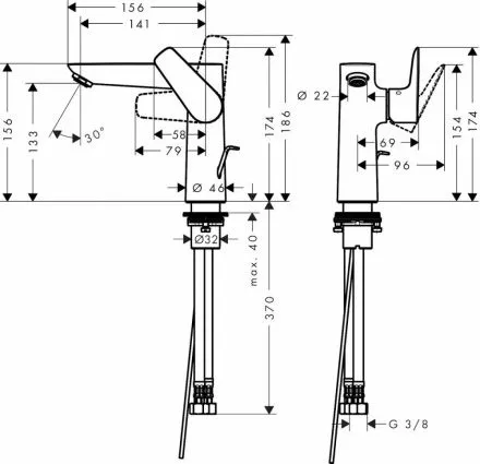 Смеситель Hansgrohe Talis E 150 71754670 для раковины, черный матовый