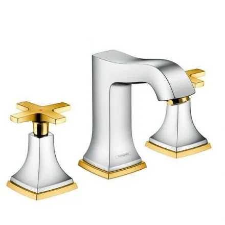 Смеситель Hansgrohe Metropol Classic 31306090 для раковины на 3 отверстия, хром/золото
