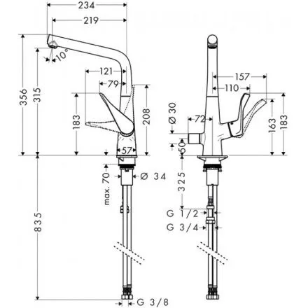 Смеситель для кухни Hansgrohe Metris 320, хром 14888000