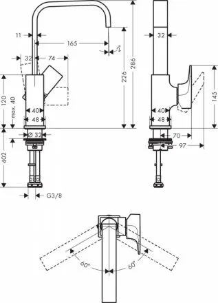 Смеситель Hansgrohe Metropol 32511670 для раковины, черный матовый