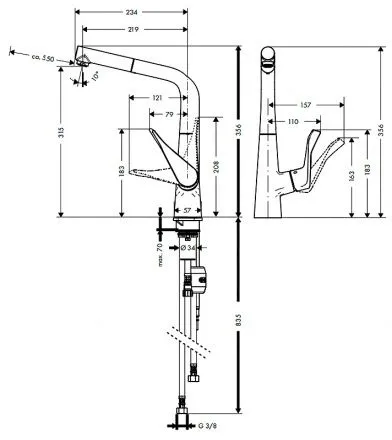 Смеситель Hansgrohe Metris 14821800 для кухонной мойки
