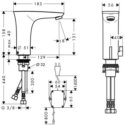 Смеситель электронный Hansgrohe PuraVida 15172000, сенсорный