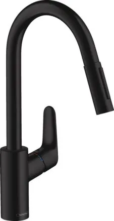 Смеситель для кухни Hansgrohe Focus 31815670 выдвижной излив, черный матовый