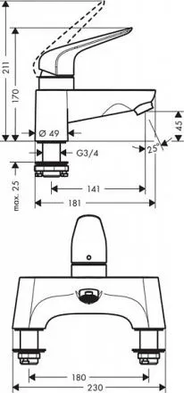 Смеситель на борт ванны Hansgrohe Novus 71043000
