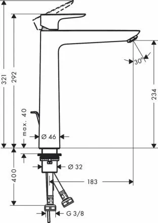 Смеситель Hansgrohe Talis E 240 71716990 для раковины, золото