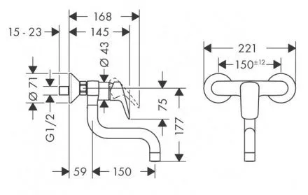 Смеситель Hansgrohe Logis 71836000 для ванны