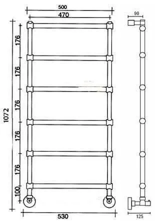 Полотенцесушитель водяной Margaroli Sole 50x106.95см, черный матовый, 4426FN