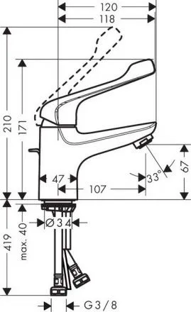 Смеситель для раковины Hansgrohe Novus Care 71920000, с донным клапаном