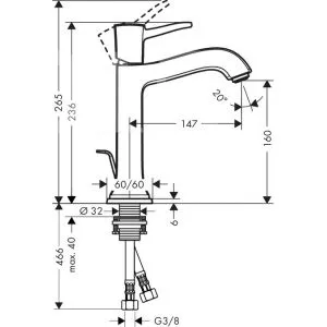 Смеситель Hansgrohe Metropol Classic 31302090 для раковины
