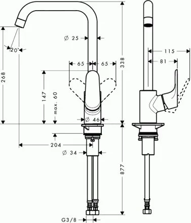 Смеситель для кухни Hansgrohe Focus Е2, 31820800, под сталь