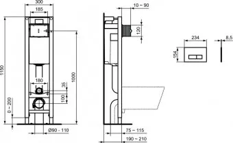Инсталляция Ideal Stanadard PROSYS ECO FRAME M для подвесных унитазов с панелью смыва, E2332AC