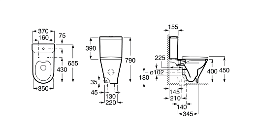 Бачок Roca The Gap Round, нижний подвод, 73410N0000