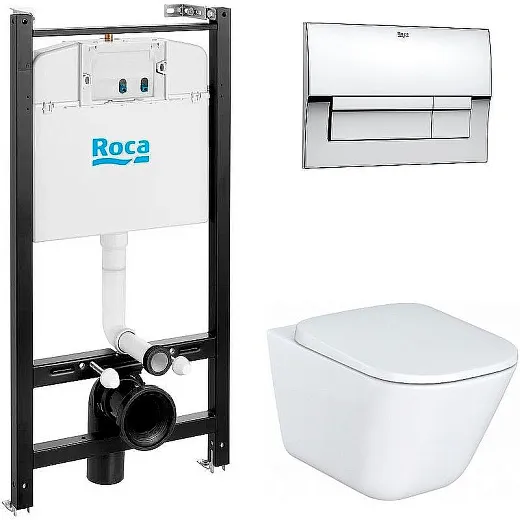 Комплект Roca The Gap 893104100 подвесной унитаз + инсталляция + кнопка