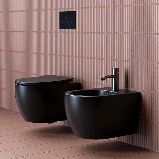 Биде Ceramicanova Play 37 x 49 x 30 см, подвесное, цвет черный матовый, CN3002MB, сантехфарфор