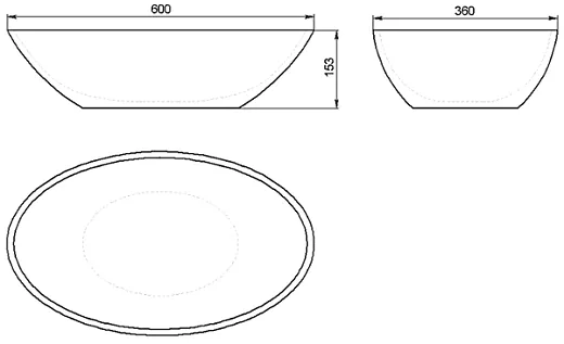 Раковина Holbi Dione, 60x36, из Solid Surface