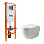 Инсталляция BelBagno с безободковым унитазом Ceramicanova Mia Rimless сиденье микролифт, BB002-80/CN1805, сантехфарфор