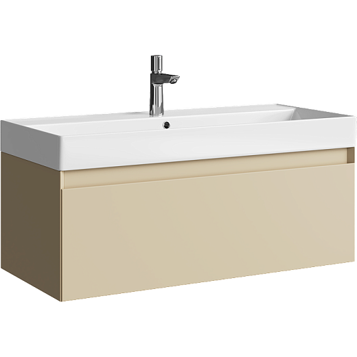 AQWELLA Geometria подвесная тумба с умывальником в комплекте 100 см, цвет бежевый матовый