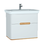 Тумба VitrA Sento с раковиной, с 2 ящиками, 80 см, с LED подсветкой, цвет матовый белый (ножки 61069 заказываются отдельно) 60824 Тумба VitrA Sento с раковиной, с 2 ящиками, 80 см, с LED подсветкой, цвет матовый белый (ножки 61069 заказываются отдельно) 60824