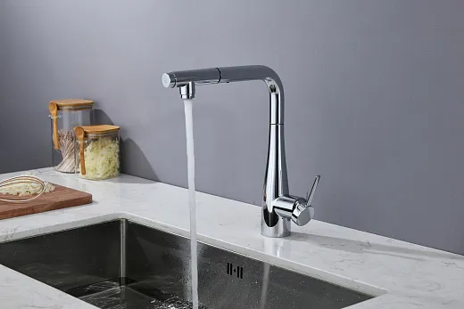 Смеситель для кухни Cucina с выдвижным L-образным изливом, хром (AQM9902CR)