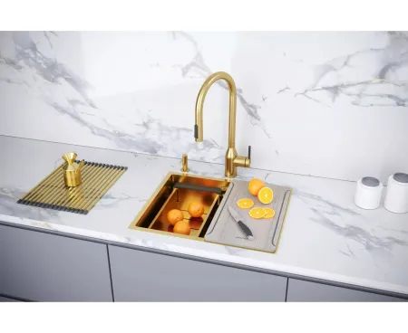Кухонная мойка PAULMARK NEXT-MULTI SINK 54 UNI PM785445-BG (золото/брашированное золото)
