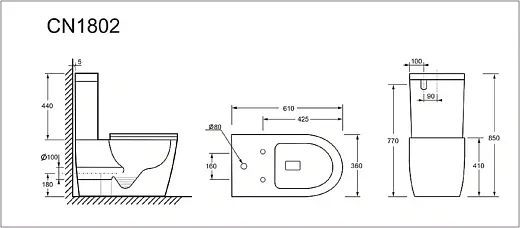 Напольный безободковый унитаз Ceramicanova HighLight Rimless, крышка микролифт CN1802, сантехфарфор