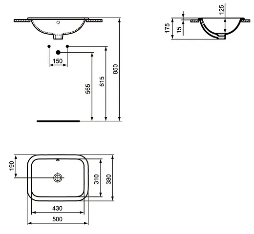 Умывальник Ideal Standard Connect 50х38см белый, E505701