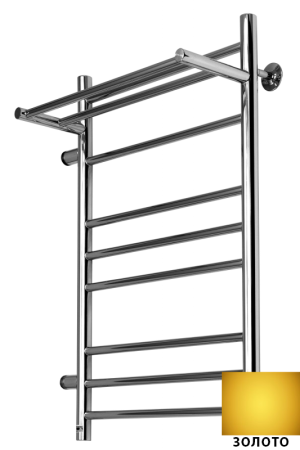 Полотенцесушитель Ростела Свирель V+ боковое подключение 1" левый 50x80 10 перекладин с полкой золото