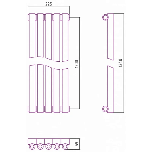 Радиатор трубчатый Сунержа Эстет-0, 5 секций, боковое подключение, цвет золото, 03-0331-1205