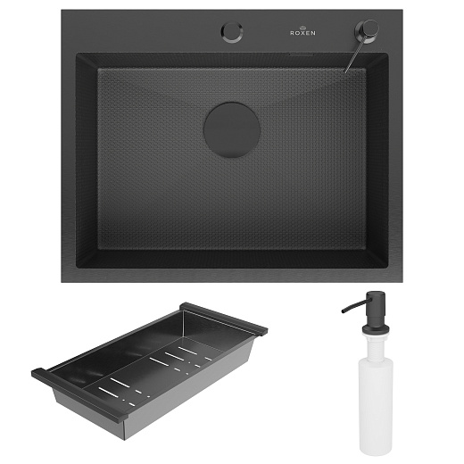 Кухонная мойка врезная Roxen Snake 60 PVD графит (текстурное покрытие)