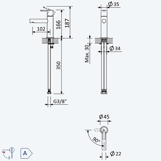 Смеситель для умывальника Bruma Leaf 1670007NS Night Sky черный матовый