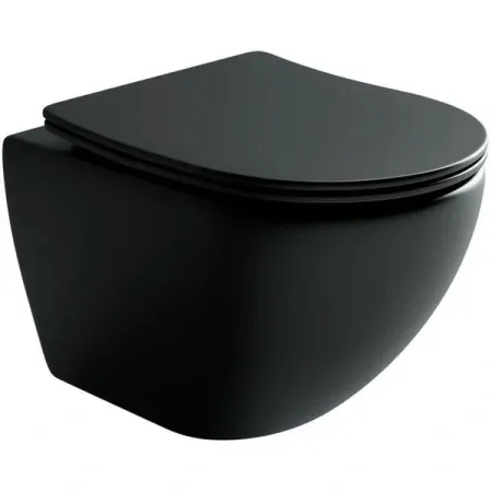 Подвесной безободковый унитаз Ceramicanova Metropol CN4002MB Rimless черный матовый, сиденье микролифт, сантехфарфор (выставочный образец, отсутствует упаковка)