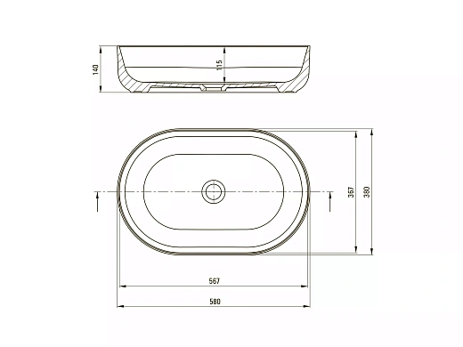 Накладной умывальник 58 см Deante Round CGR_6U6S