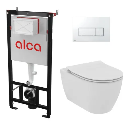 Комплект: инсталляция AlcaPlast AM101/1120 с кнопкой M571 хром и унитаз подвесной Ideal Standard i.life O Tornado HydroTwist с тонким сиденьем Soft-Close