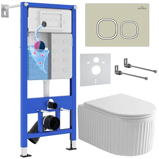 Комплект инсталляции с унитазом 6 в 1 Roxen StounFix Dual Fresh 968277 (состоит из: 710200, Santi 410280BG, 530200-01)