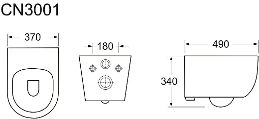 Комплект: инсталляция Ceramicanova Balance с кнопкой Balance Rect белой и унитаз подвесной Ceramicanova Play Rimless с сиденьем микролифт