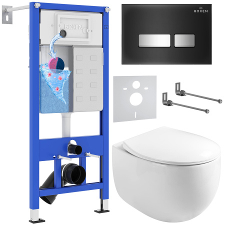 Комплект инсталляции с унитазом 6 в 1 Roxen StounFix Dual Fresh 964256 (состоит из: 710200, Glass 430280B, 530170-01) Комплект инсталляции с унитазом 6 в 1 Roxen StounFix Dual Fresh 964256 (состоит из: 710200, Glass 430280B, 530170-01)