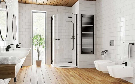 Душевая дверь Radaway Essenza New Black PDD 100R, 100 х 200 см, с неподвижной частью, стекло прозрачное, профиль черный, правая, 385003-54-01R