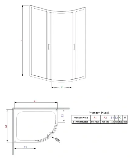 Душевой уголок Radaway Premium Plus E 30491-01, 100 х 80 х 190 см