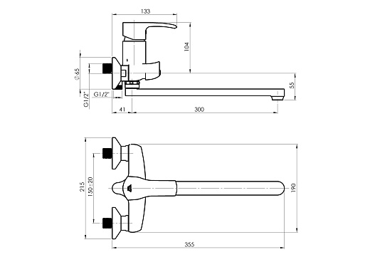 Смеситель для ванны Rubineta TRENTO-11/C хром Смеситель для ванны Rubineta TRENTO-11/C хром