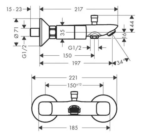 Смеситель Hansgrohe Logis 71243000 для ванны с душем
