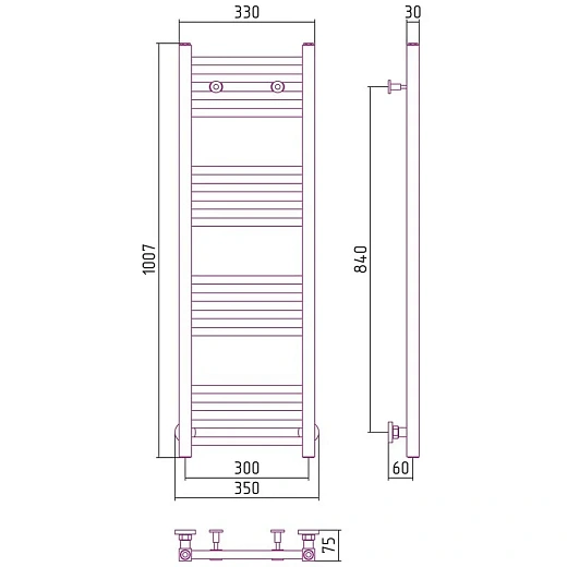 Полотенцесушитель водяной Сунержа Модус, 1000x300, цвет шампань, 020-0250-1030