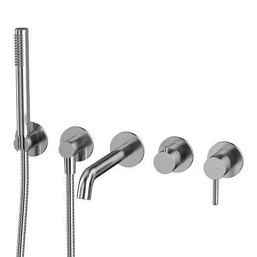 Смеситель Whitecross Y brushed nickel YSET1240NIB, для ванны и душа, с душевым гарнитуром, никель брашированный PVD
