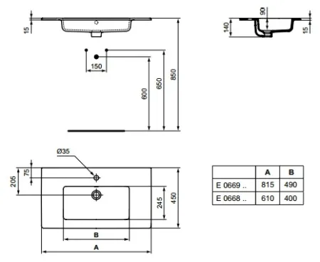 Раковина Ideal Standard Tempo E066901 81.5x45 см