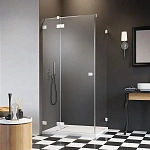 Душевая дверь Radaway Essenza Pro White KDJ 100L, 100 х 200 см, с неподвижной частью, стекло прозрачное, профиль белый, левая, 10097100-04-01L