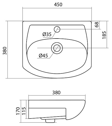 Умывальник Santek Азов 45