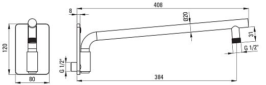 Душевая система скрытого монтажа Deante Box Gold BXYZGEBT с термостатом, золото