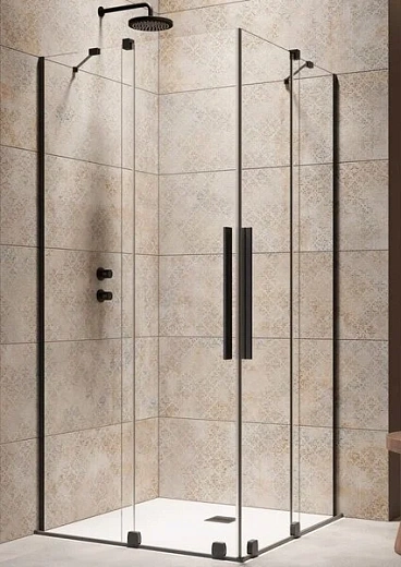 Душевая дверь Radaway Furo KDD Black, 100 x 200 см, с неподвижной частью, стекло прозрачное, профиль черный, левая, 10105100-54-01L