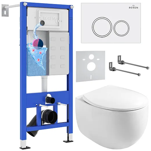 Комплект инсталляции с унитазом 6 в 1 Roxen StounFix Dual Fresh 964008 (состоит из: 710200, Santi 410260W, 530170-01)