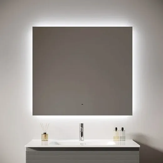 Зеркало Sancos Square 2.0 SQ2.900, 90 x 70 см, с подсветкой, c сенсорным выключателем, цвет белый